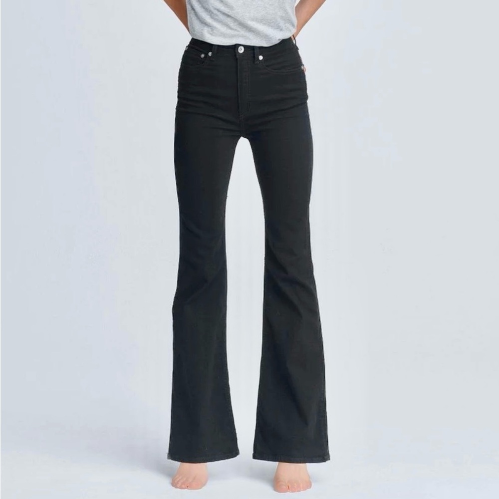 Rag & Bone Jane Super High Rise Flare in No Fade Black Size 25